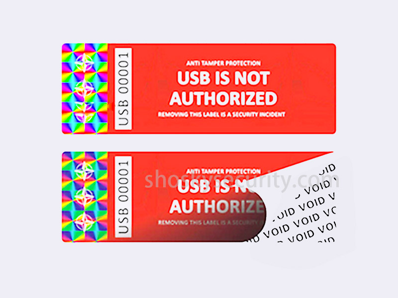 red holographic tamper evident secutiry label